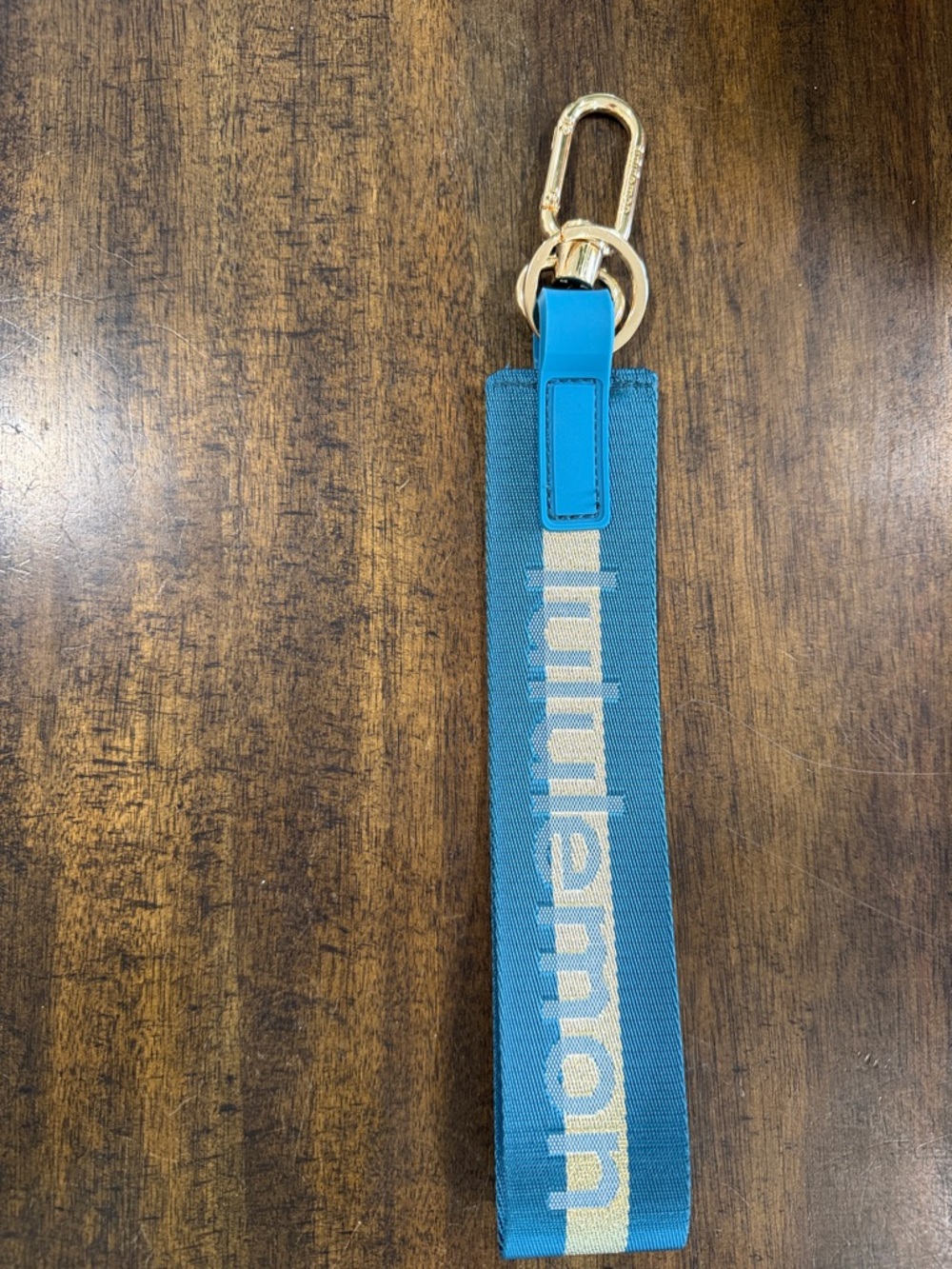 Blue Lululemon Key Fob Strap with Gold Hardware
